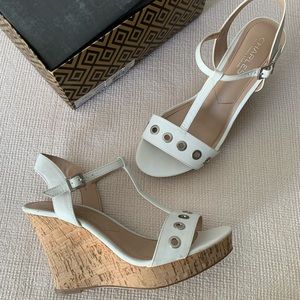 Charles David White Wedge Sandals Size 7